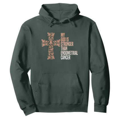 Religious Endometrial Cancer Gift Hoodie My God Is Stronger Than Cancer