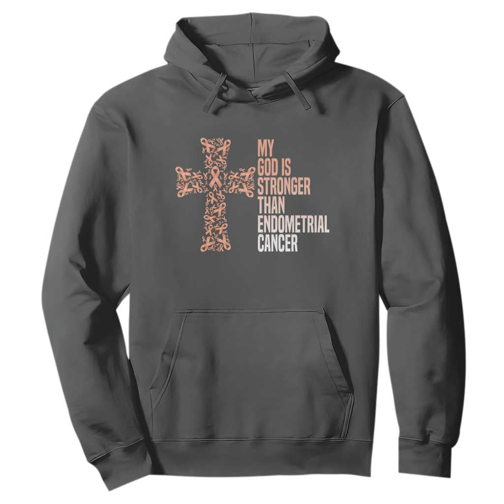 Religious Endometrial Cancer Gift Hoodie My God Is Stronger Than Cancer