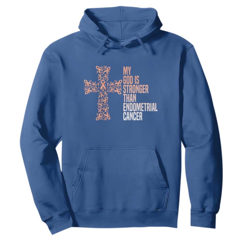 Religious Endometrial Cancer Gift Hoodie My God Is Stronger Than Cancer