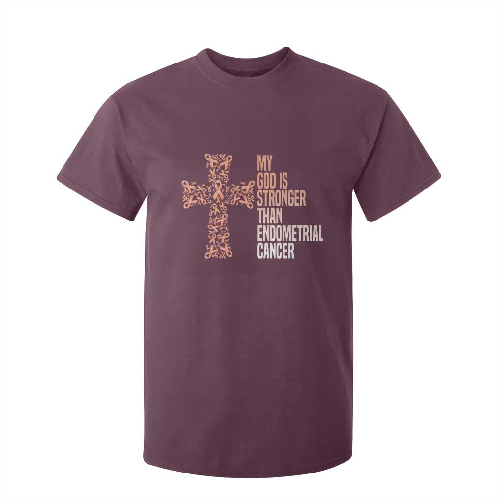 Religious Endometrial Cancer Gift T Shirt For Kid My God Is Stronger Than Cancer