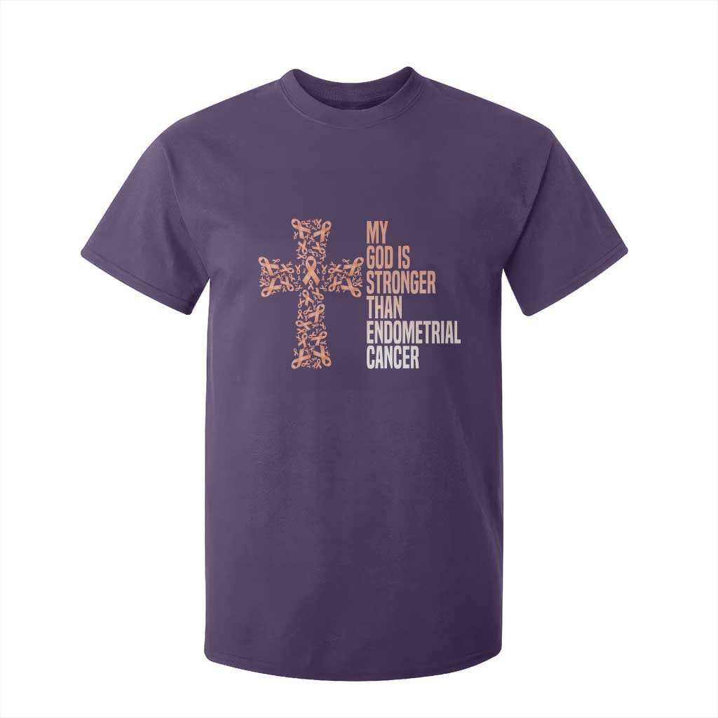 Religious Endometrial Cancer Gift T Shirt For Kid My God Is Stronger Than Cancer