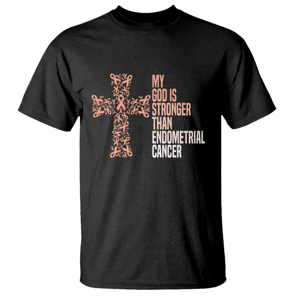 Religious Endometrial Cancer Gift T Shirt My God Is Stronger Than Cancer
