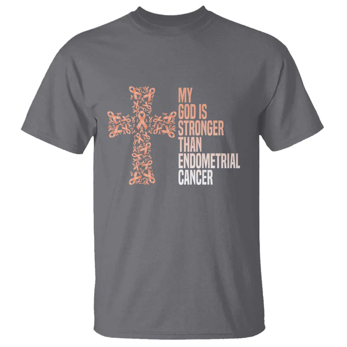 Religious Endometrial Cancer Gift T Shirt My God Is Stronger Than Cancer