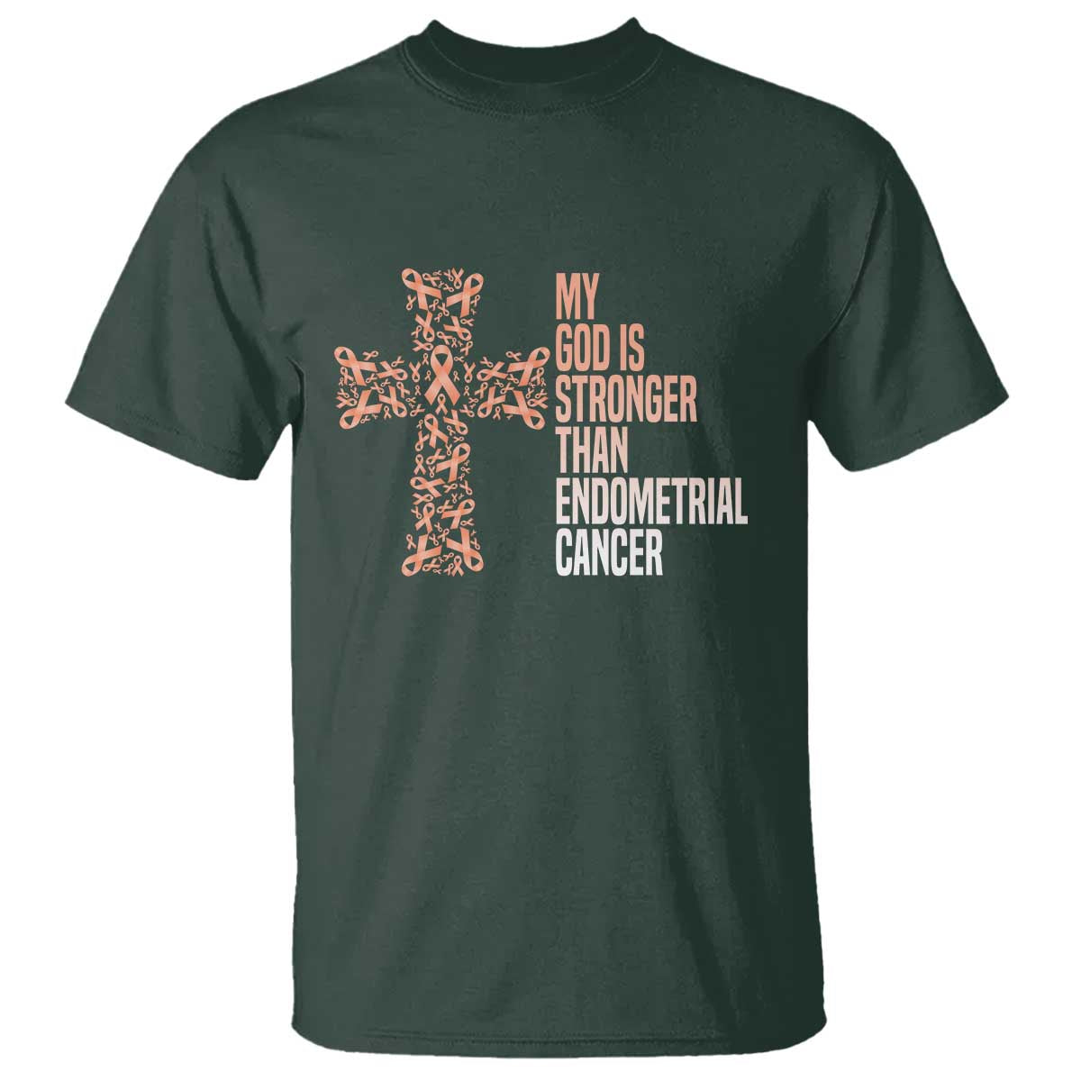 Religious Endometrial Cancer Gift T Shirt My God Is Stronger Than Cancer