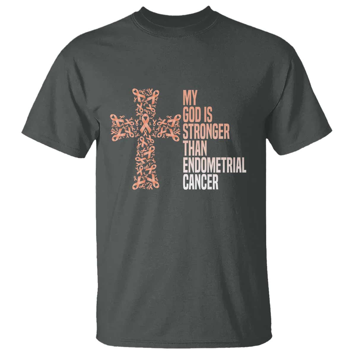 Religious Endometrial Cancer Gift T Shirt My God Is Stronger Than Cancer