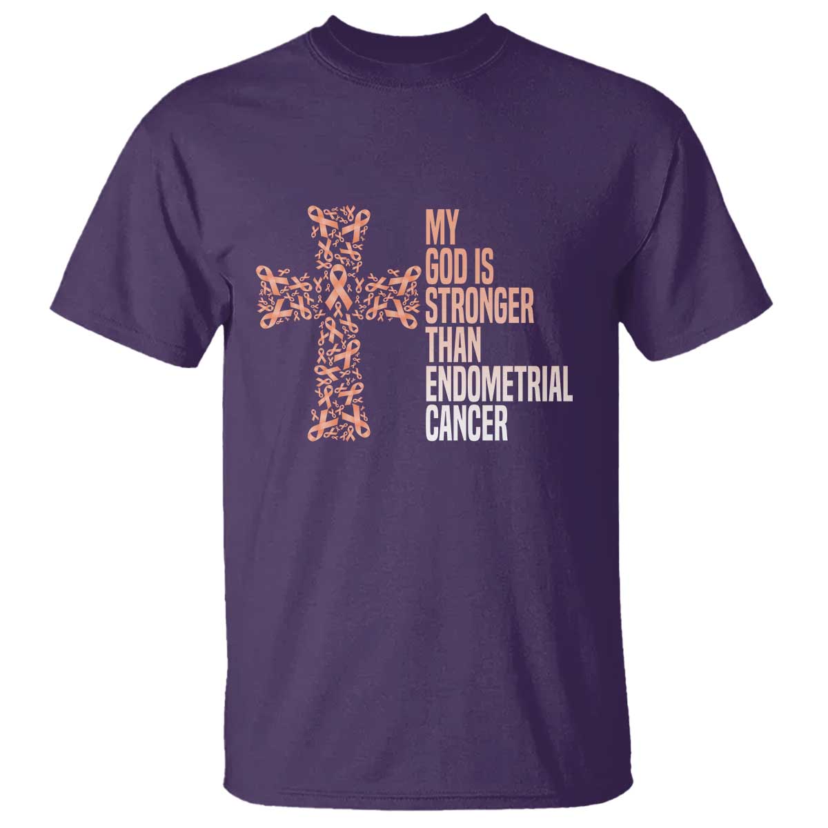 Religious Endometrial Cancer Gift T Shirt My God Is Stronger Than Cancer