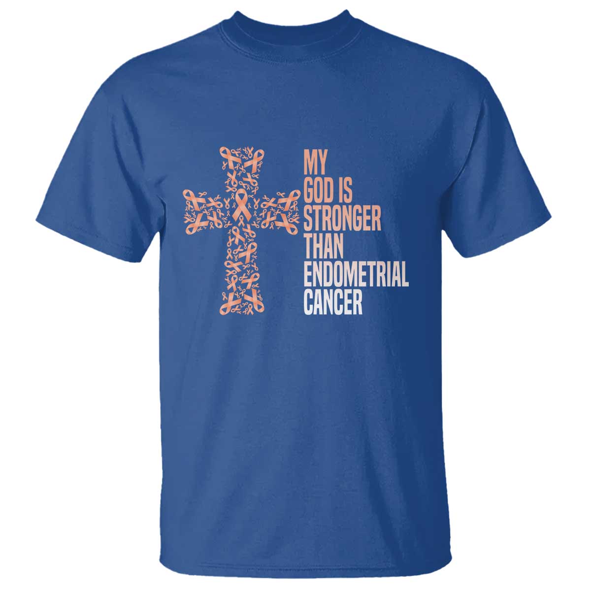 Religious Endometrial Cancer Gift T Shirt My God Is Stronger Than Cancer