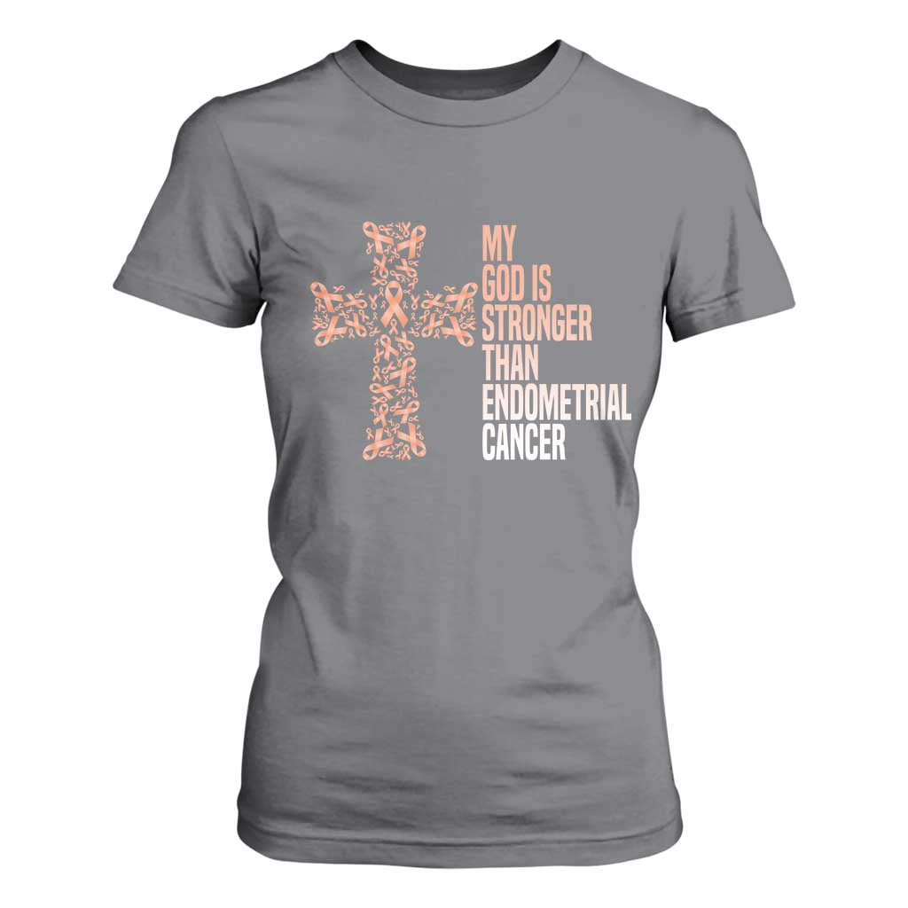 Religious Endometrial Cancer Gift T Shirt For Women My God Is Stronger Than Cancer