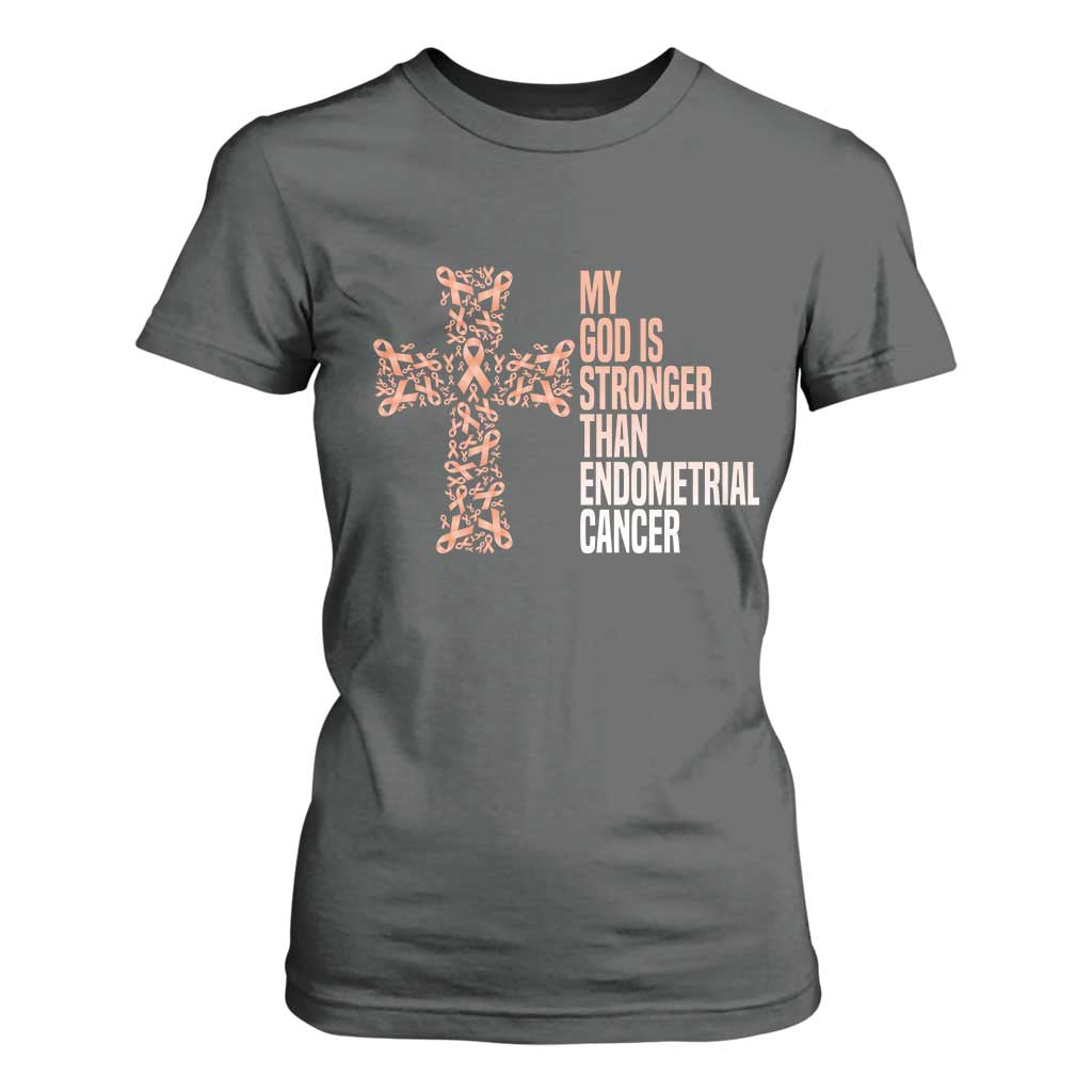 Religious Endometrial Cancer Gift T Shirt For Women My God Is Stronger Than Cancer