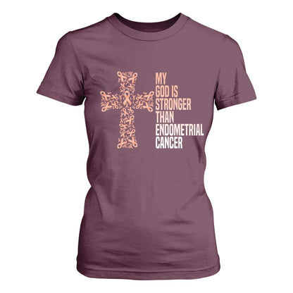 Religious Endometrial Cancer Gift T Shirt For Women My God Is Stronger Than Cancer