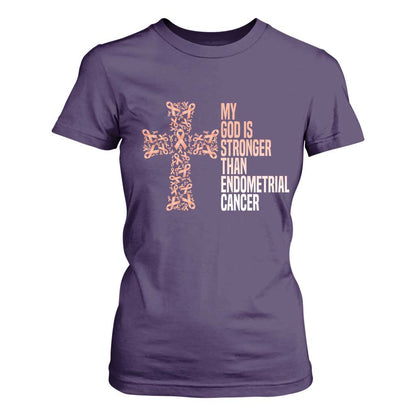 Religious Endometrial Cancer Gift T Shirt For Women My God Is Stronger Than Cancer