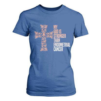 Religious Endometrial Cancer Gift T Shirt For Women My God Is Stronger Than Cancer