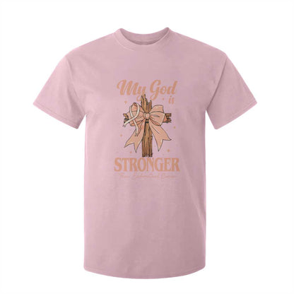 Endometrial Cancer Faith Peach Ribbon T Shirt For Kid My God Is Stronger Than Endometrial Cancer