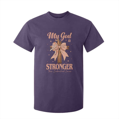 Endometrial Cancer Faith Peach Ribbon T Shirt For Kid My God Is Stronger Than Endometrial Cancer