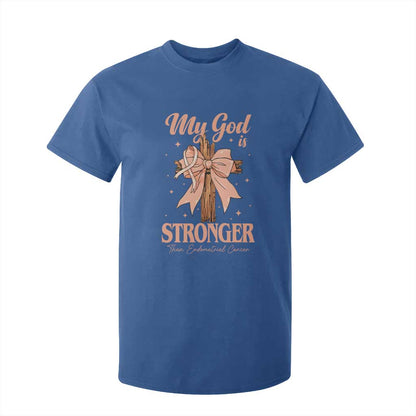 Endometrial Cancer Faith Peach Ribbon T Shirt For Kid My God Is Stronger Than Endometrial Cancer