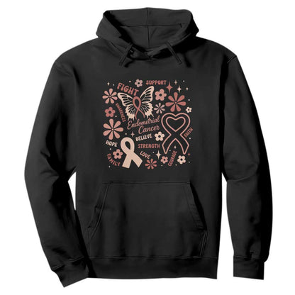 Endometrial Cancer Floral Butterfly Hoodie Believe Strength Faith