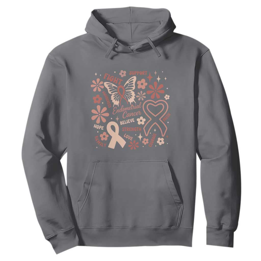 Endometrial Cancer Floral Butterfly Hoodie Believe Strength Faith