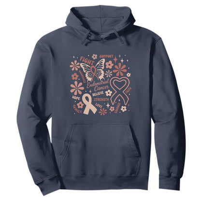 Endometrial Cancer Floral Butterfly Hoodie Believe Strength Faith