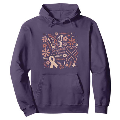 Endometrial Cancer Floral Butterfly Hoodie Believe Strength Faith