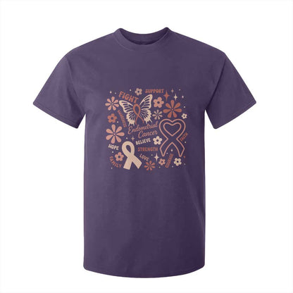 Endometrial Cancer Floral Butterfly T Shirt For Kid Believe Strength Faith