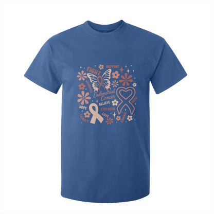 Endometrial Cancer Floral Butterfly T Shirt For Kid Believe Strength Faith