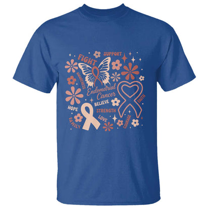 Endometrial Cancer Floral Butterfly T Shirt Believe Strength Faith
