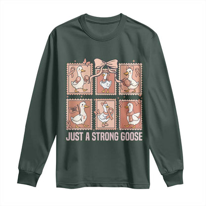 Funny Endometrial Cancer Warrior Goose Long Sleeve Shirt Just A Strong Goose