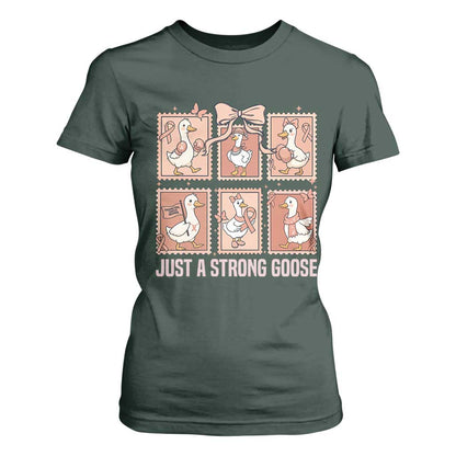 Funny Endometrial Cancer Warrior Goose T Shirt For Women Just A Strong Goose