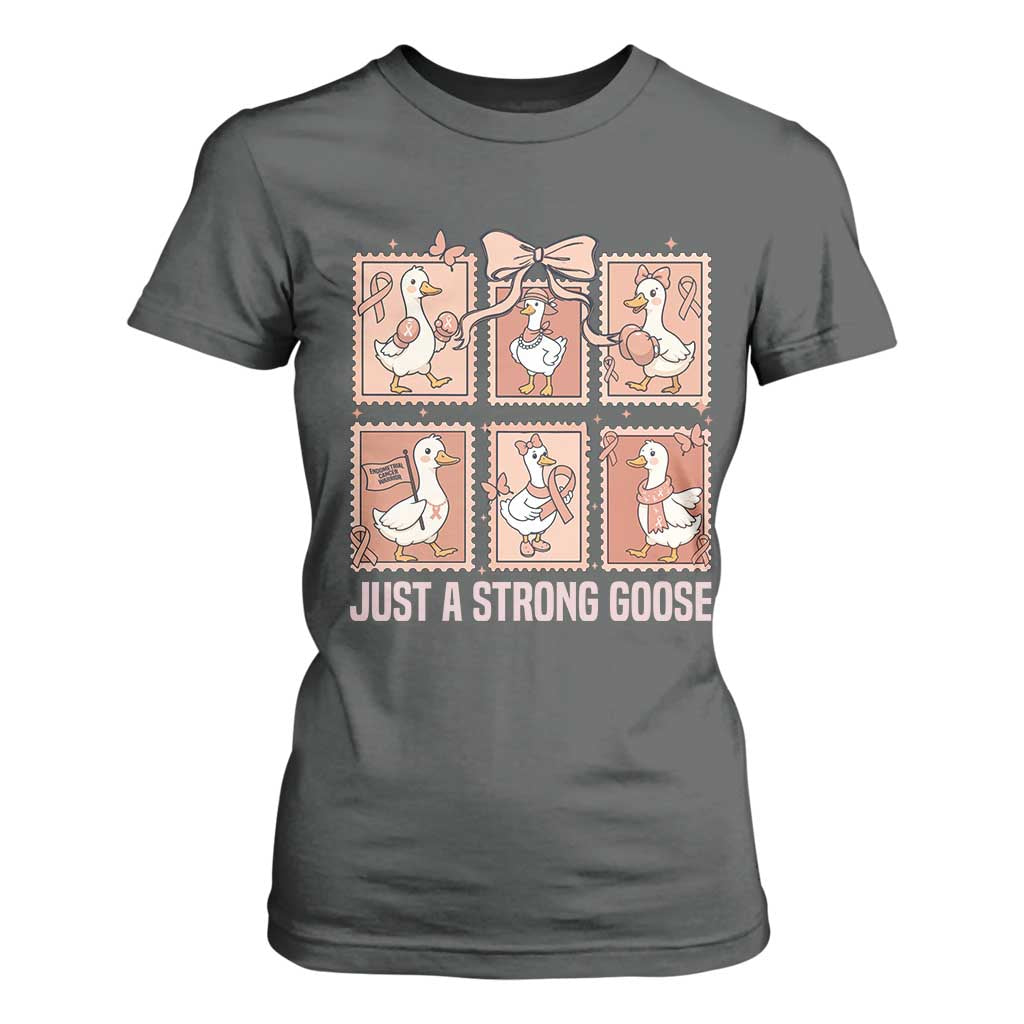 Funny Endometrial Cancer Warrior Goose T Shirt For Women Just A Strong Goose