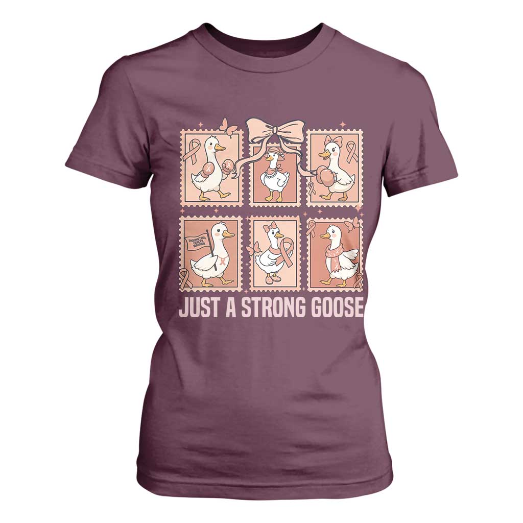 Funny Endometrial Cancer Warrior Goose T Shirt For Women Just A Strong Goose