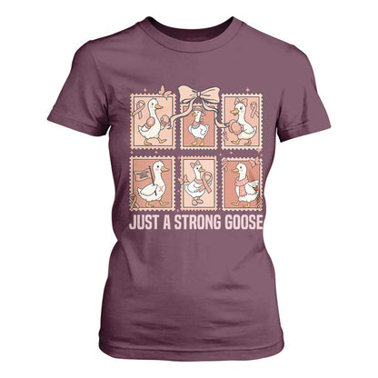 Funny Endometrial Cancer Warrior Goose T Shirt For Women Just A Strong Goose