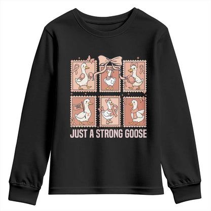 Funny Endometrial Cancer Warrior Goose Youth Sweatshirt Just A Strong Goose