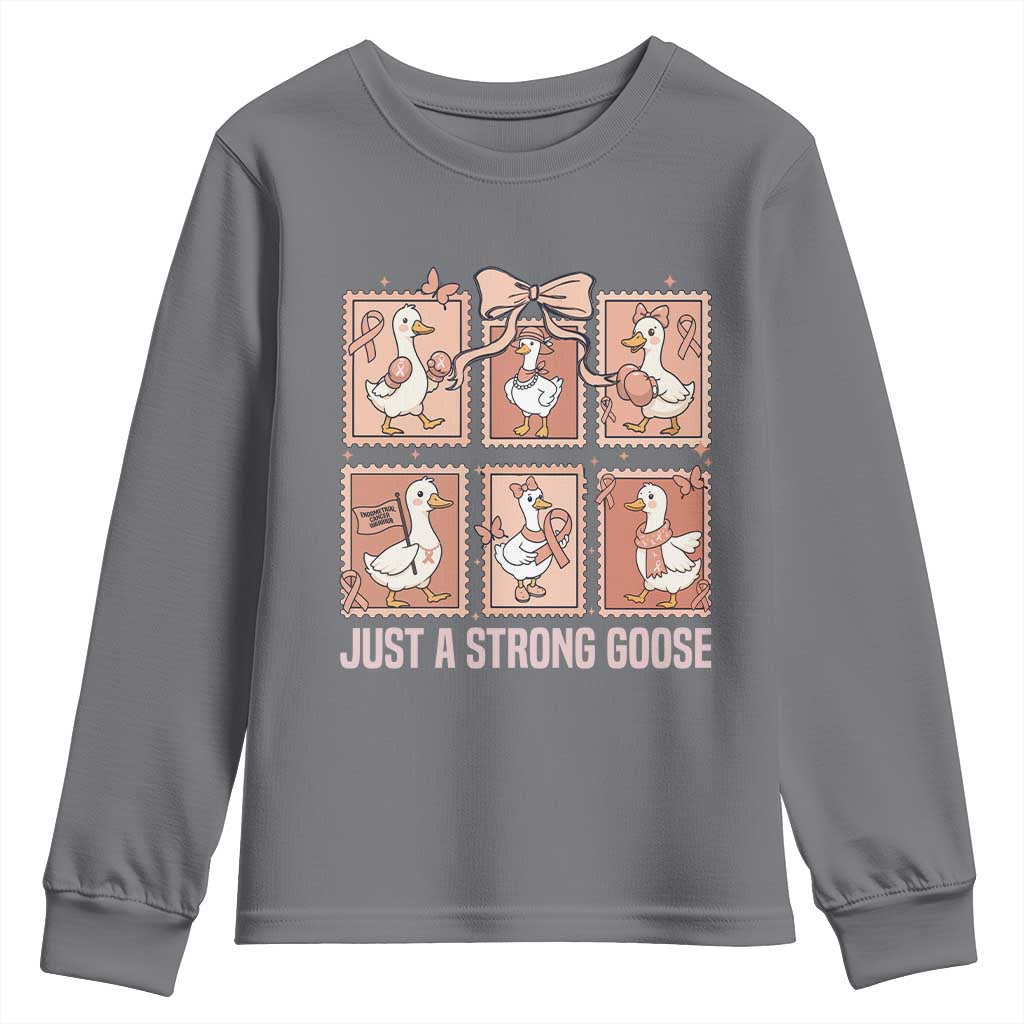 Funny Endometrial Cancer Warrior Goose Youth Sweatshirt Just A Strong Goose