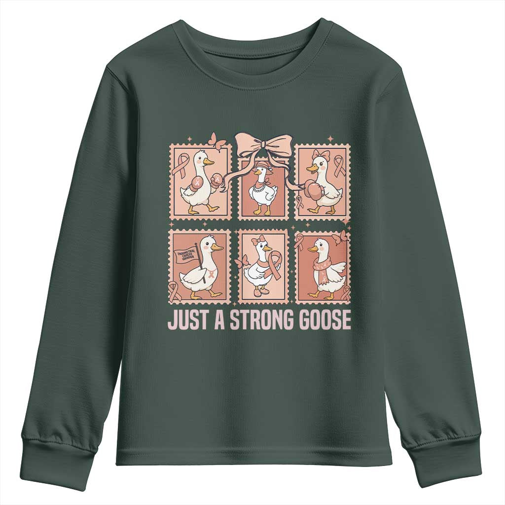 Funny Endometrial Cancer Warrior Goose Youth Sweatshirt Just A Strong Goose