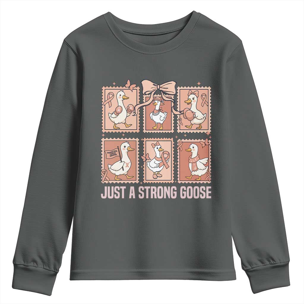 Funny Endometrial Cancer Warrior Goose Youth Sweatshirt Just A Strong Goose