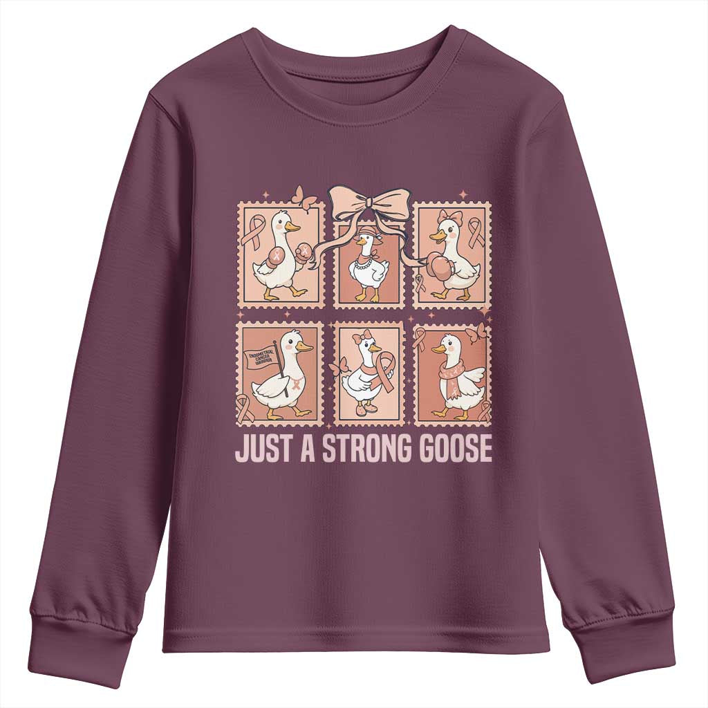 Funny Endometrial Cancer Warrior Goose Youth Sweatshirt Just A Strong Goose