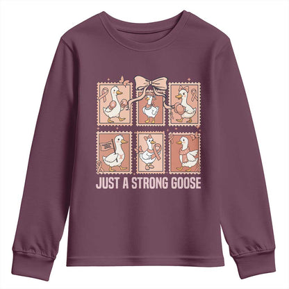 Funny Endometrial Cancer Warrior Goose Youth Sweatshirt Just A Strong Goose