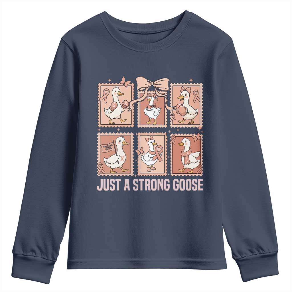 Funny Endometrial Cancer Warrior Goose Youth Sweatshirt Just A Strong Goose
