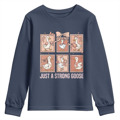 Funny Endometrial Cancer Warrior Goose Youth Sweatshirt Just A Strong Goose