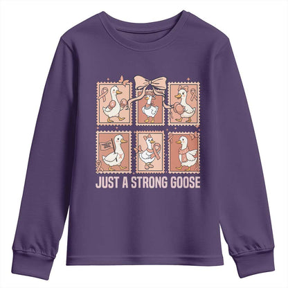 Funny Endometrial Cancer Warrior Goose Youth Sweatshirt Just A Strong Goose