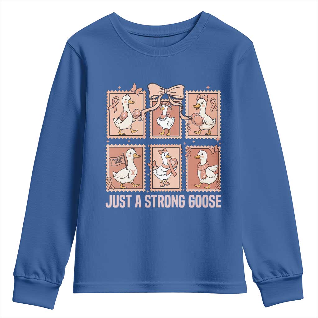 Funny Endometrial Cancer Warrior Goose Youth Sweatshirt Just A Strong Goose
