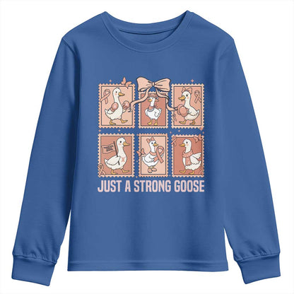 Funny Endometrial Cancer Warrior Goose Youth Sweatshirt Just A Strong Goose