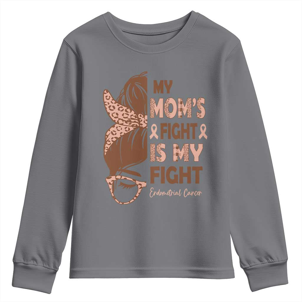 Endometrial Cancer Support Youth Sweatshirt My Moms Fight My Fight