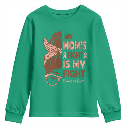 Endometrial Cancer Support Youth Sweatshirt My Moms Fight My Fight
