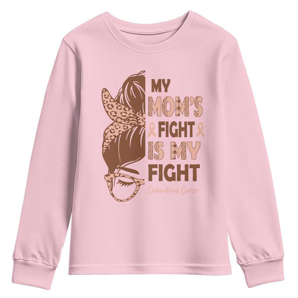 Endometrial Cancer Support Youth Sweatshirt My Moms Fight My Fight