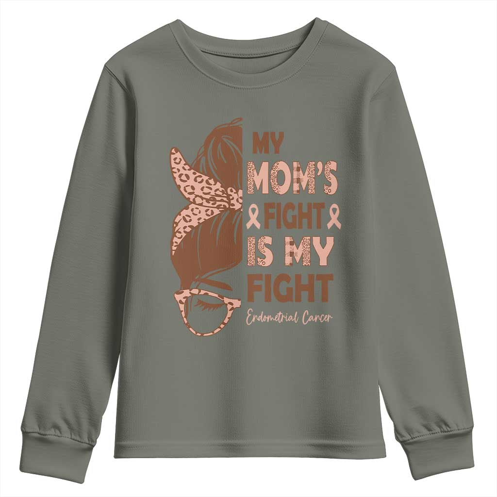 Endometrial Cancer Support Youth Sweatshirt My Moms Fight My Fight