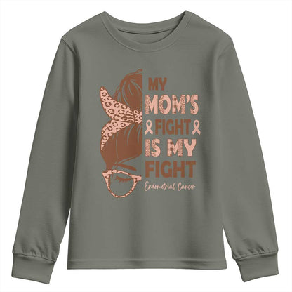 Endometrial Cancer Support Youth Sweatshirt My Moms Fight My Fight