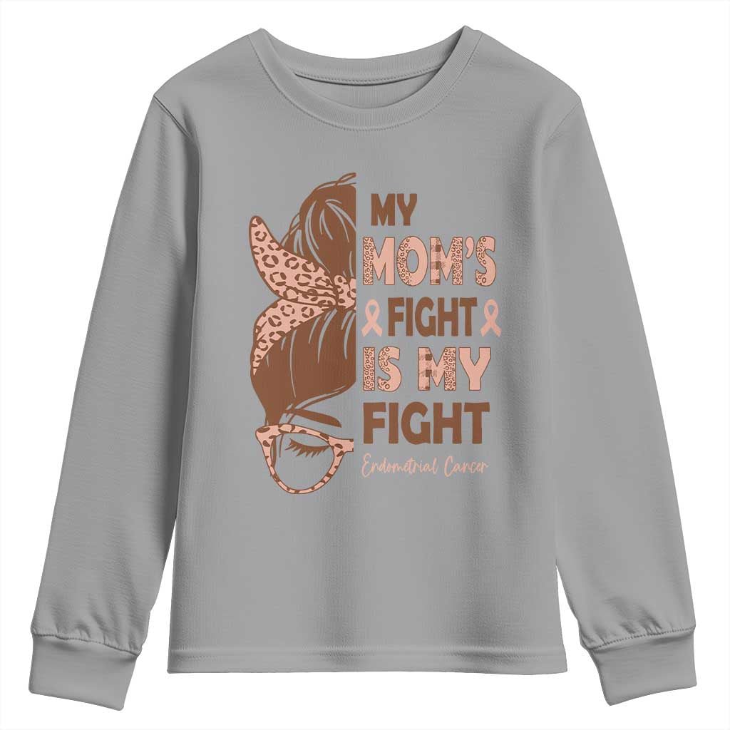 Endometrial Cancer Support Youth Sweatshirt My Moms Fight My Fight