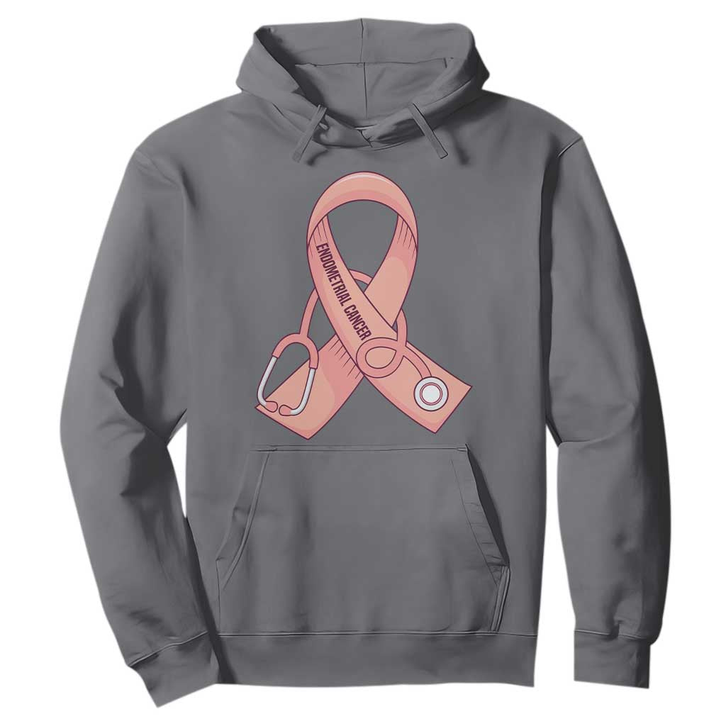 Endometrial Cancer Healthcare Warrior Hoodie Peach Stethoscope Nurse