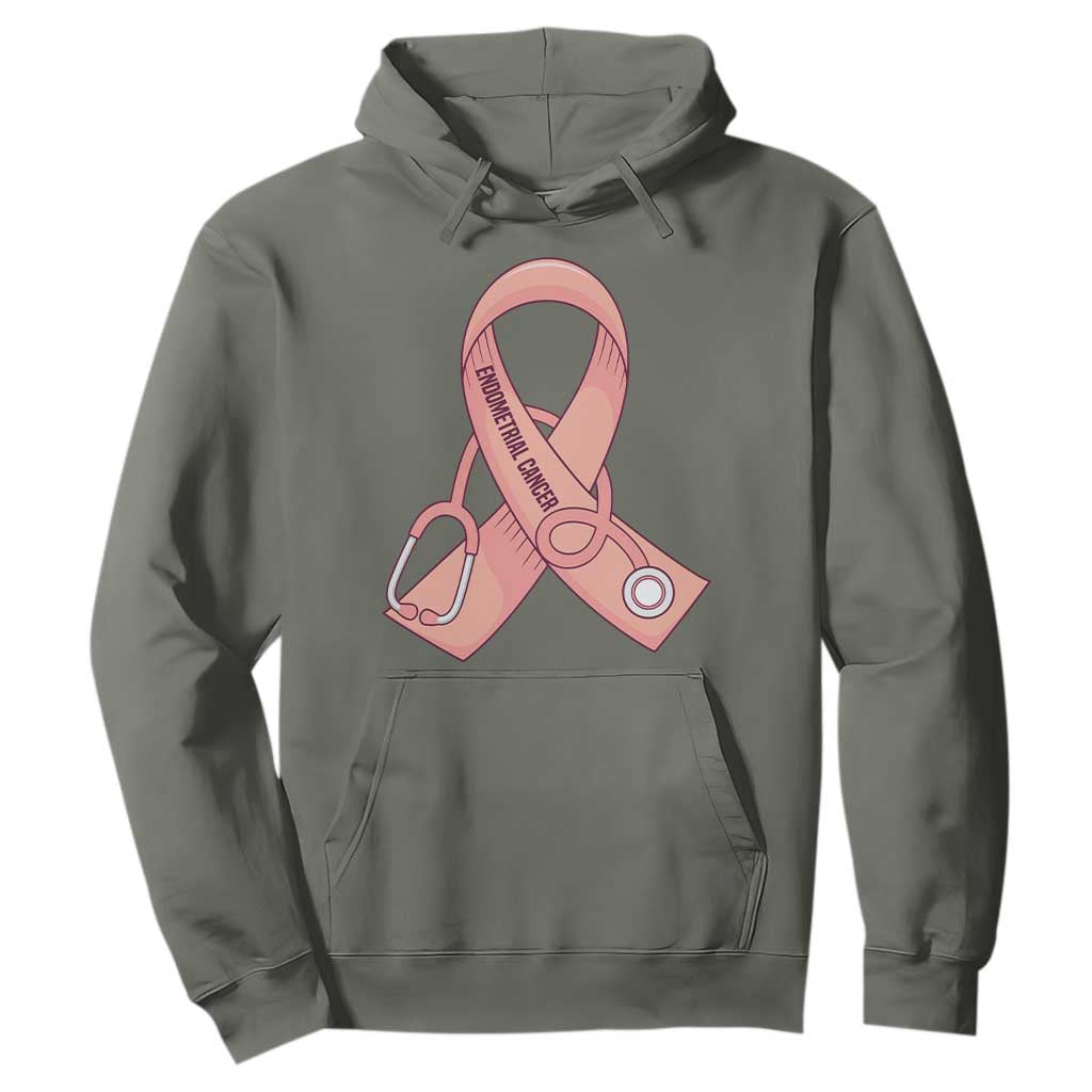 Endometrial Cancer Healthcare Warrior Hoodie Peach Stethoscope Nurse